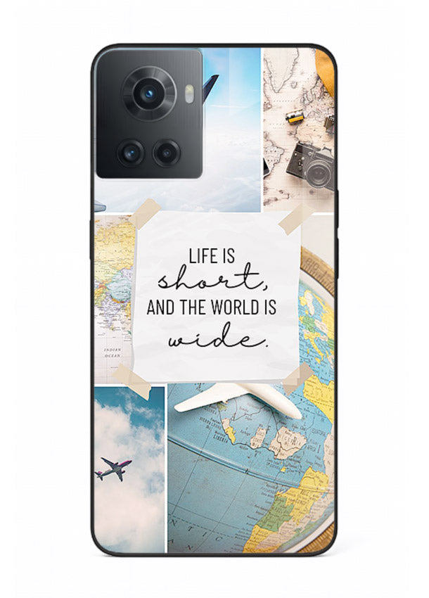 Globe Map Quote travel artwork OnePlus 10R glass back cover