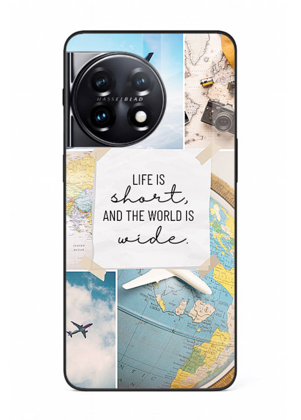 Globe Map Quote travel artwork OnePlus 11R glass back cover