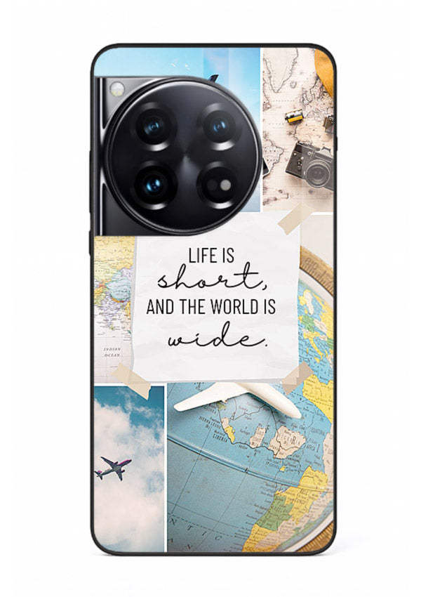 Globe Map Quote travel artwork OnePlus 12 glass back cover