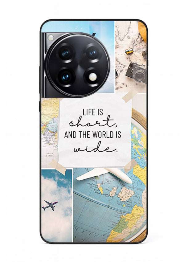 Globe Map Quote travel artwork OnePlus 12R glass back cover