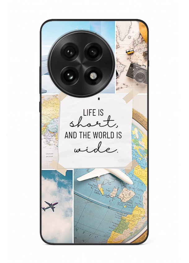 Globe Map Quote travel artwork OnePlus 13R glass back cover