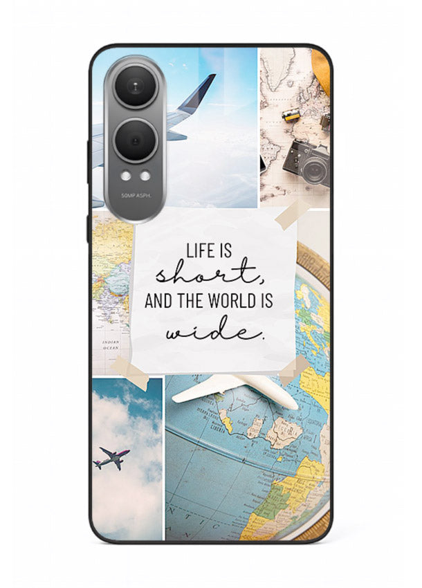 Globe Map Quote travel artwork OnePlus Nord CE4 Lite glass back cover