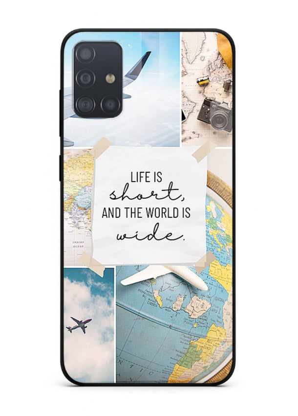 Globe Map Quote travel artwork Samsung A71 glass back cover