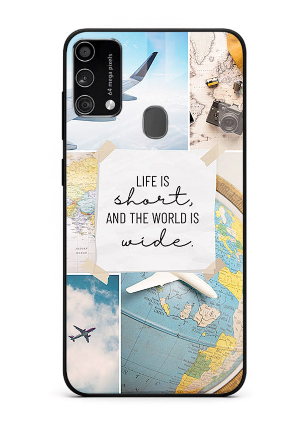 Globe Map Quote travel artwork Samsung F41 glass back cover