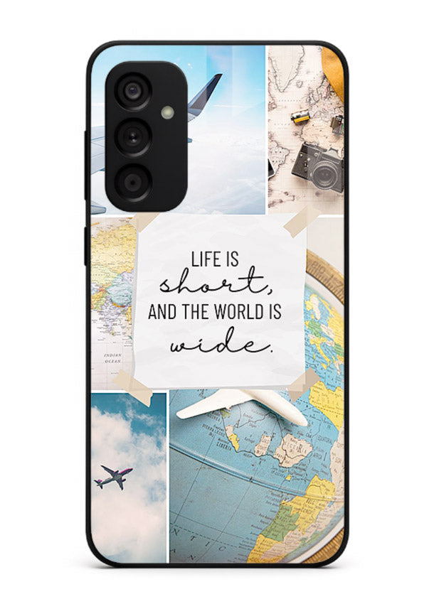 Globe Map Quote travel artwork Samsung A15 5G glass back cover
