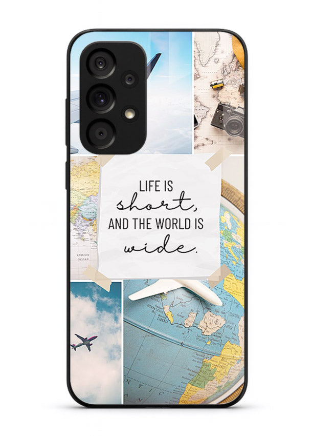 Globe Map Quote travel artwork Samsung A23 5G glass back cover