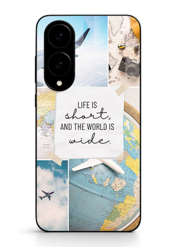 Globe Map Quote travel artwork Samsung S25 Edge glass back cover