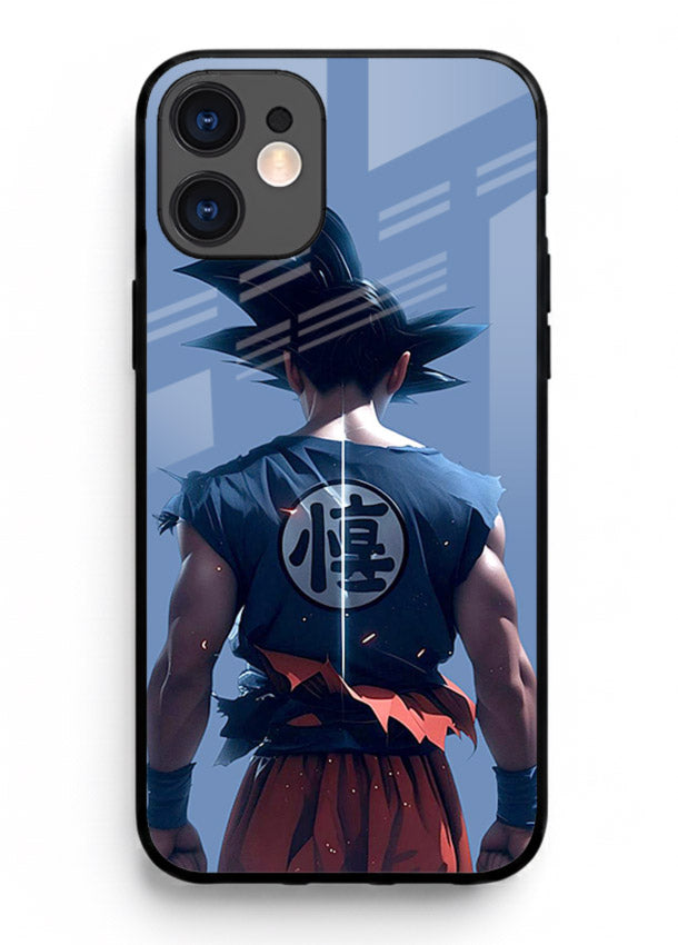 goku back view calm anime art iphone 12 mini glass cover sunset inspired dbz case