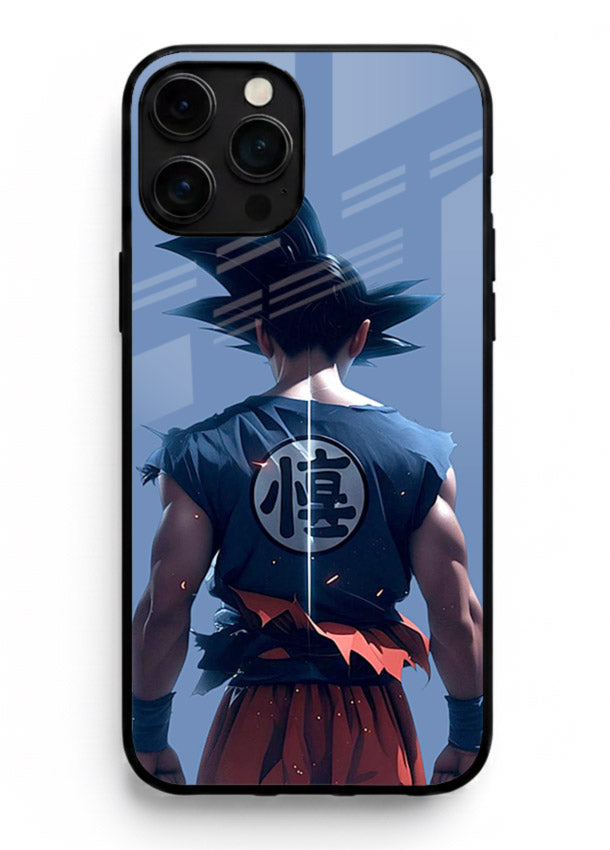 goku back view calm anime art iphone 16 pro max glass cover sunset inspired dbz case