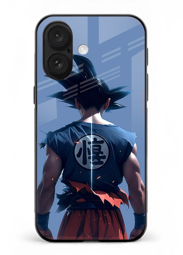 goku back view calm anime art iphone 17 glass cover sunset inspired dbz case