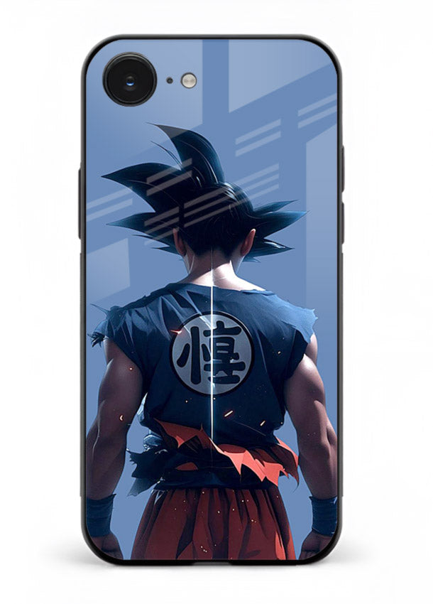 goku back view calm anime art iphone 16e glass cover sunset inspired dbz case