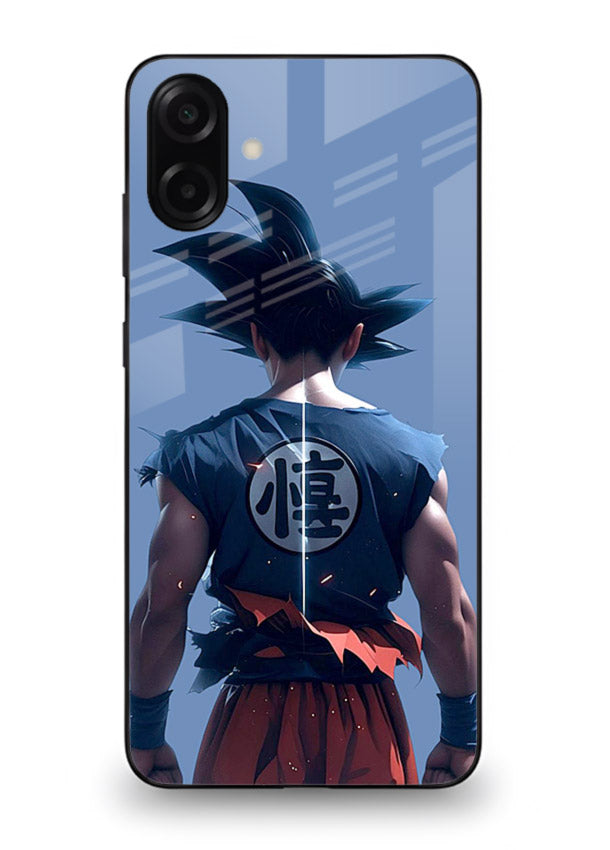 goku back view calm anime art Samsung A07 4G glass cover sunset inspired dbz case