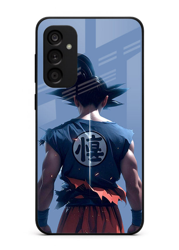 goku back view calm anime art Samsung M15 5G glass cover sunset inspired dbz case