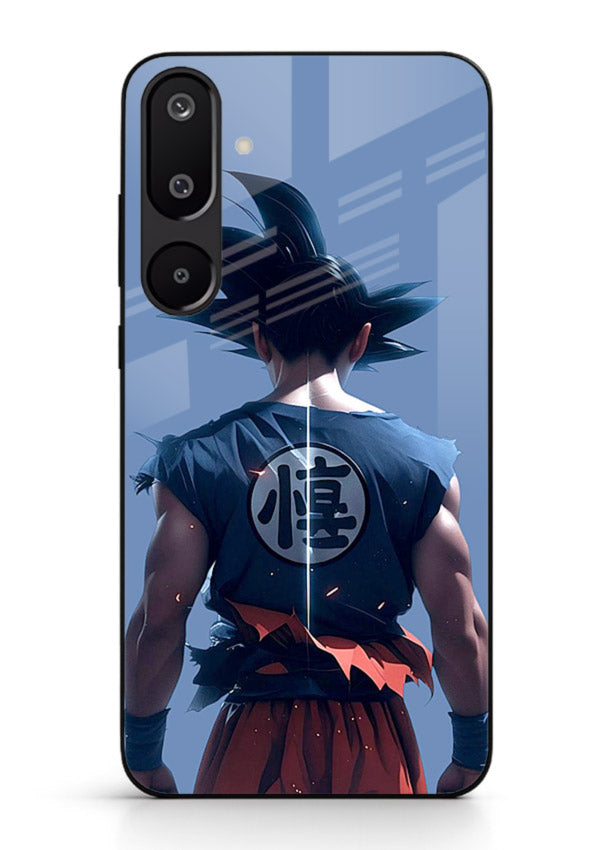 goku back view calm anime art Samsung M16 5G glass cover sunset inspired dbz case
