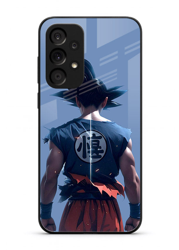 goku back view calm anime art Samsung M32 5G glass cover sunset inspired dbz case