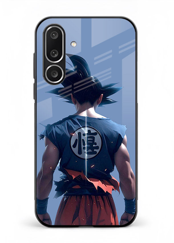 goku back view calm anime art Samsung M36 5G glass cover sunset inspired dbz case