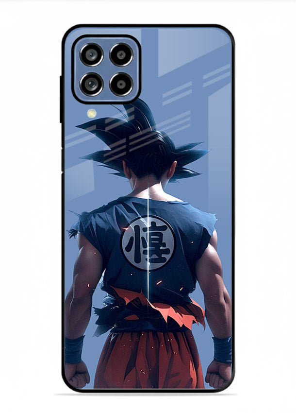 goku back view calm anime art Samsung F22 4G glass cover sunset inspired dbz case
