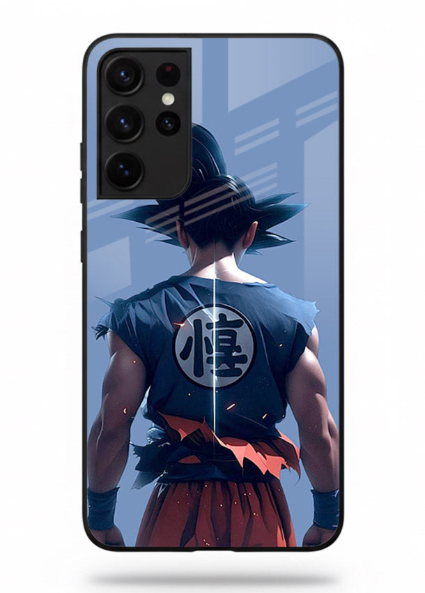goku back view calm anime art Samsung S21 Ultra glass cover sunset inspired dbz case