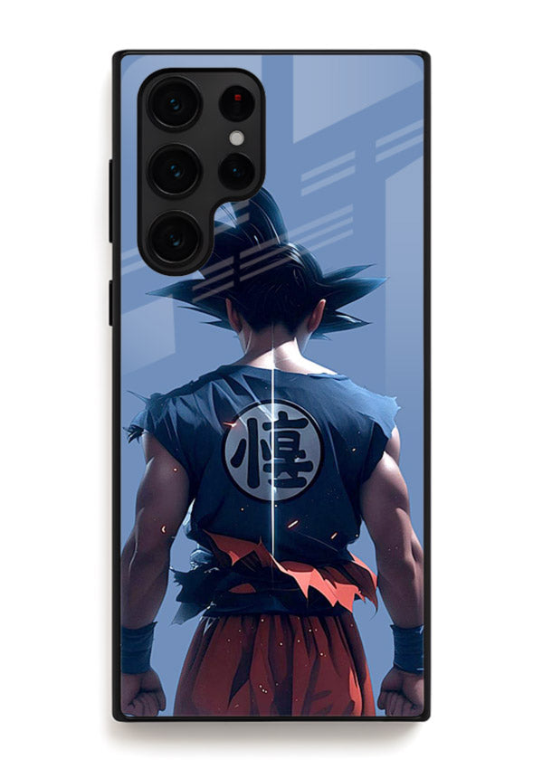 goku back view calm anime art Samsung S24 Ultra glass cover sunset inspired dbz case