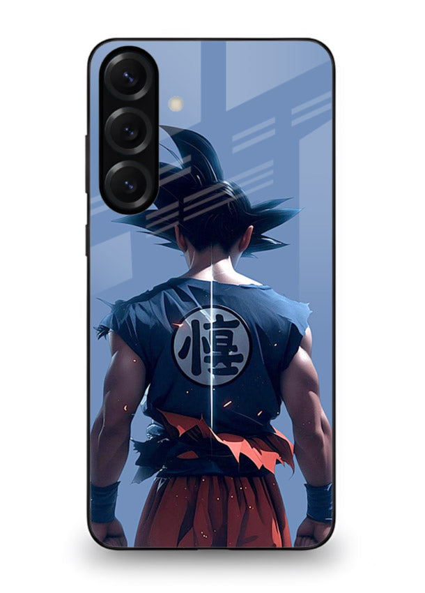 goku back view calm anime art Samsung M55 5G glass cover sunset inspired dbz case