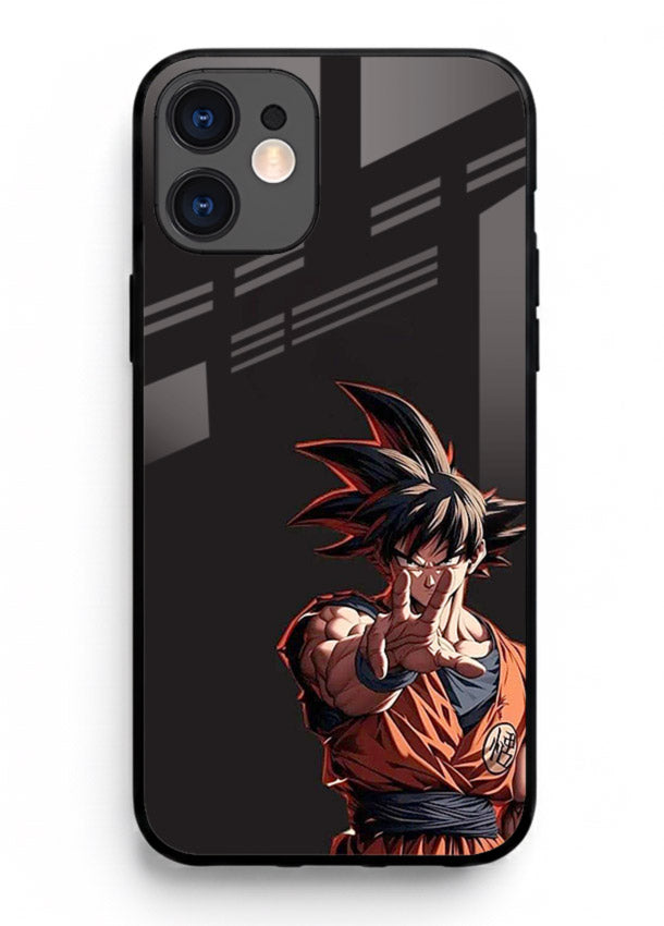 goku battle ready black anime art iphone 11 glass cover intense dbz action case