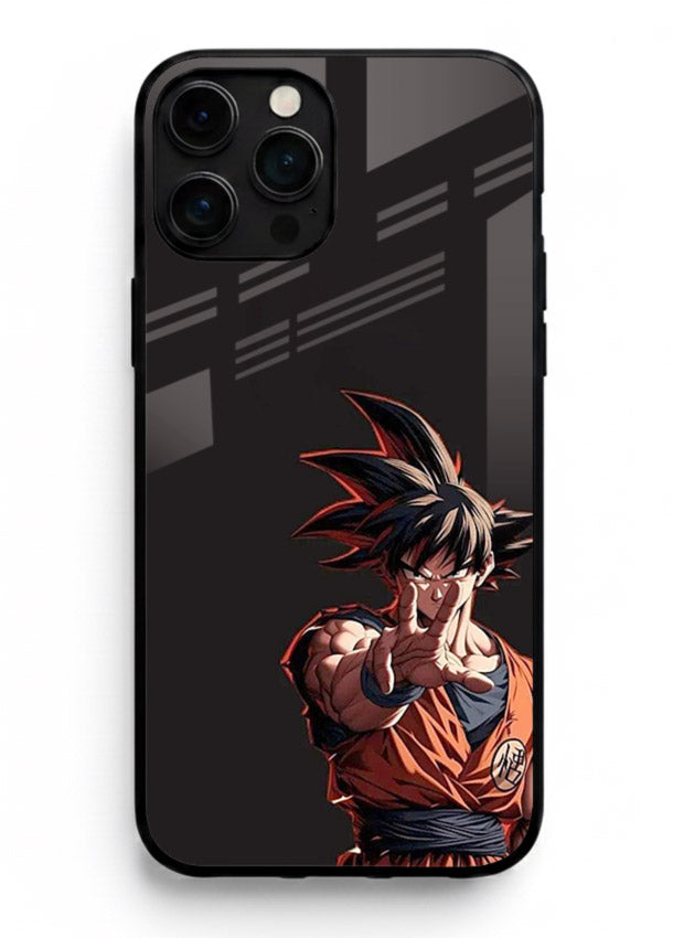 goku battle ready black anime art iphone 13 pro max glass cover intense dbz action case