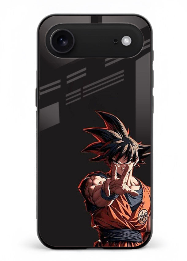 goku battle ready black anime art iphone 18 air glass cover intense dbz action case