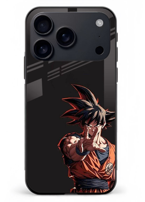 goku battle ready black anime art iphone 18 pro max glass cover intense dbz action case