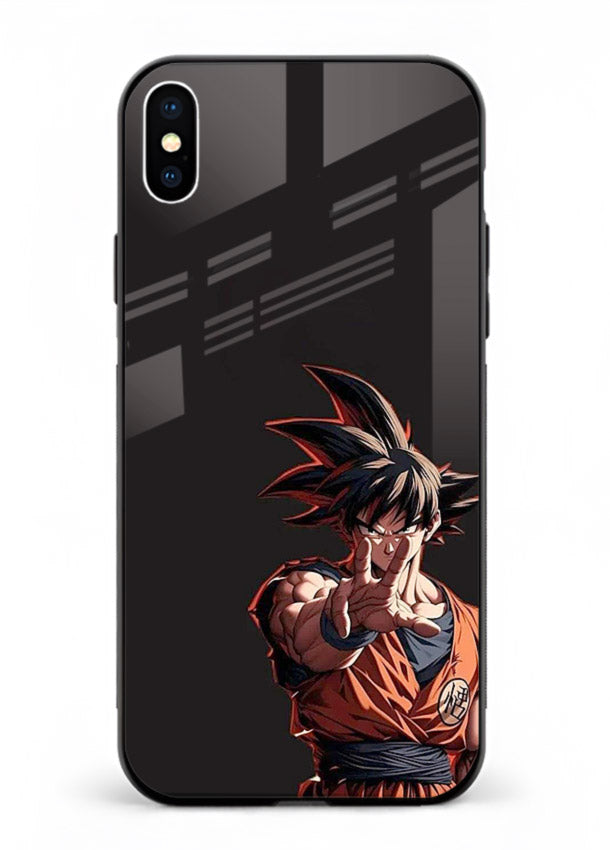 goku battle ready black anime art iphone xs max glass cover intense dbz action case