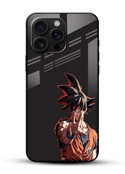 goku battle ready black anime art glossy vibrant premium glass cover intense dbz action case - Angle Front