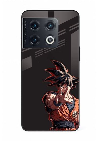 goku battle ready black anime art OnePlus 10 Pro glass cover intense dbz action case