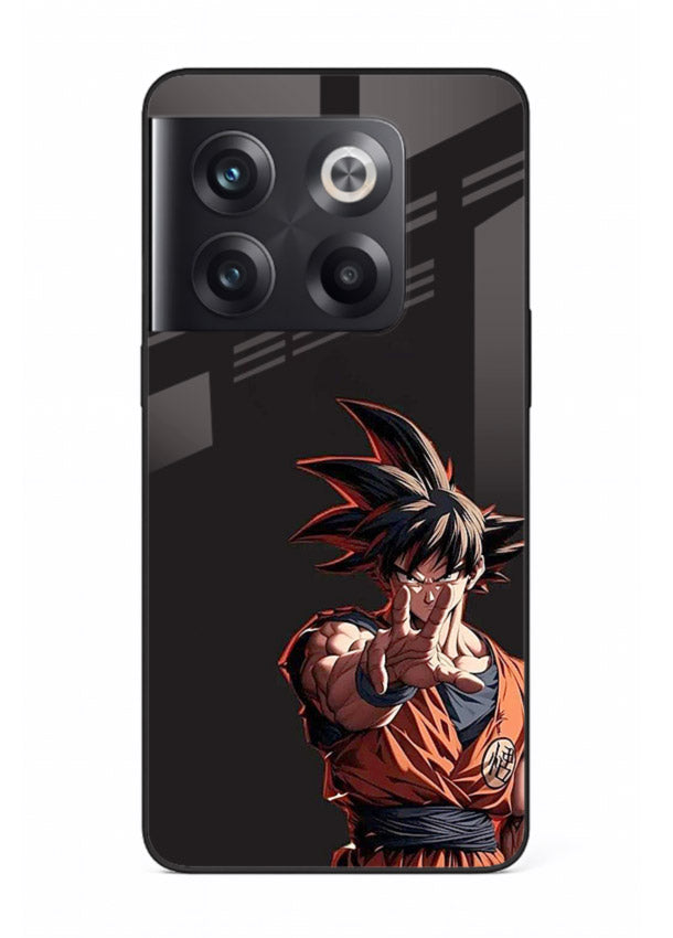 goku battle ready black anime art OnePlus 10T glass cover intense dbz action case