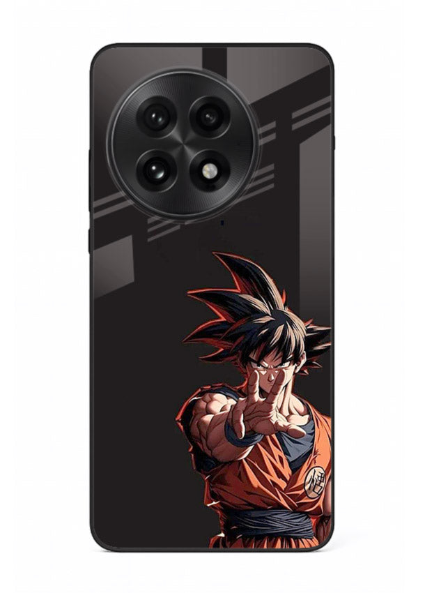 goku battle ready black anime art OnePlus 13 glass cover intense dbz action case