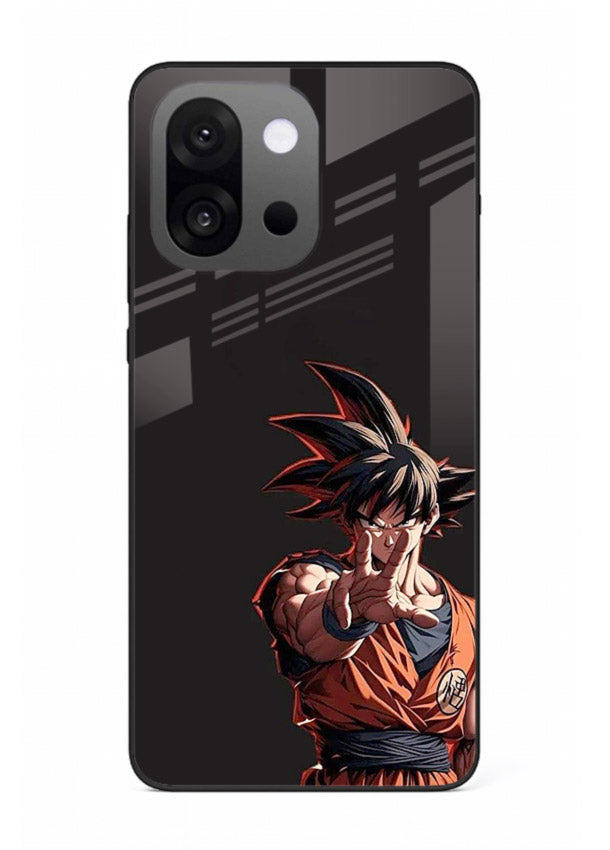 goku battle ready black anime art OnePlus 13s glass cover intense dbz action case