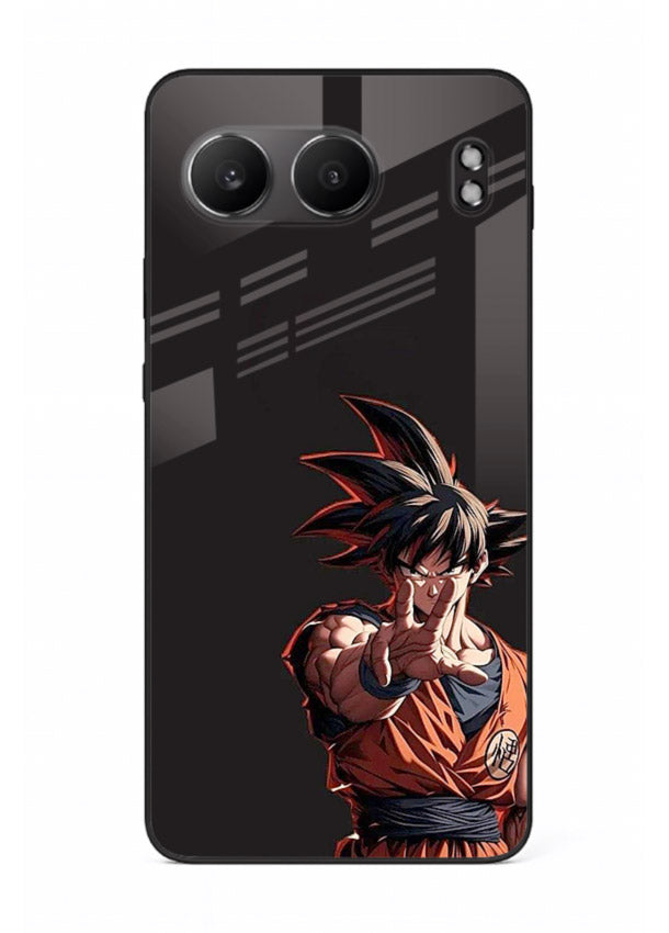 goku battle ready black anime art OnePlus Nord 4 glass cover intense dbz action case