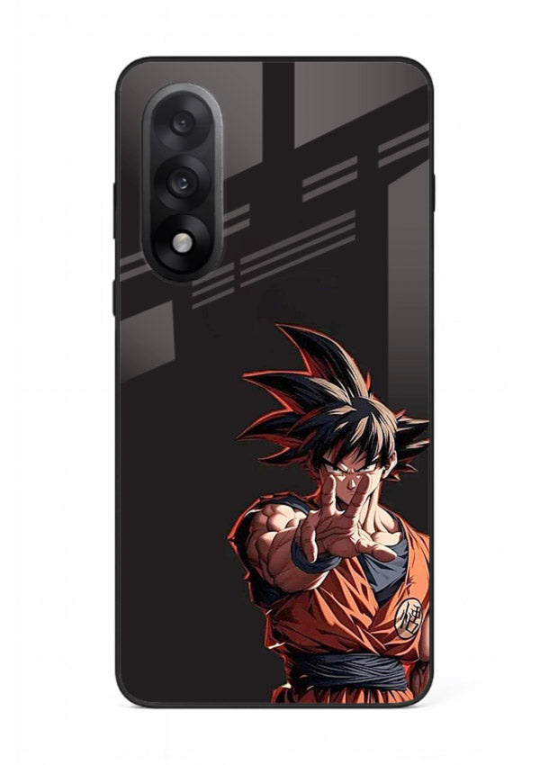 goku battle ready black anime art OnePlus Nord 5 glass cover intense dbz action case