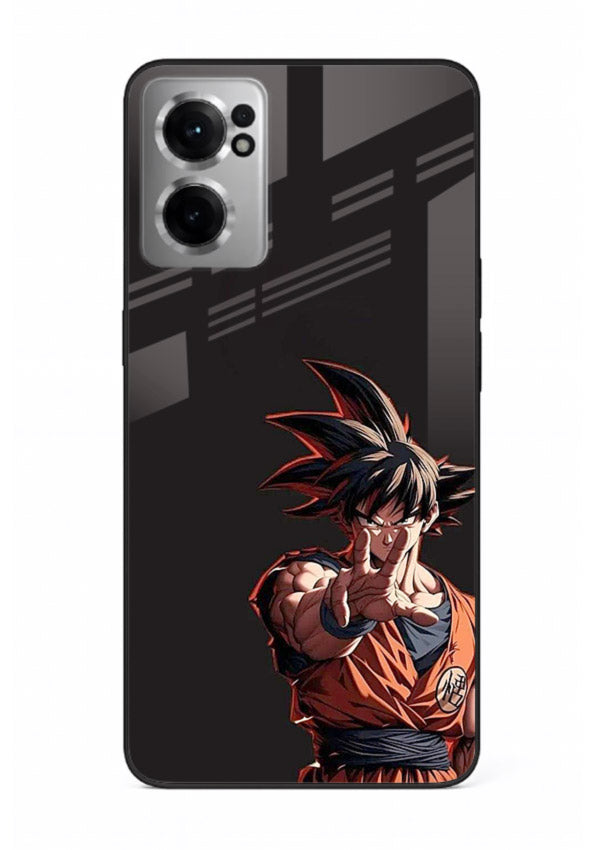 goku battle ready black anime art OnePlus Nord CE2 5G glass cover intense dbz action case