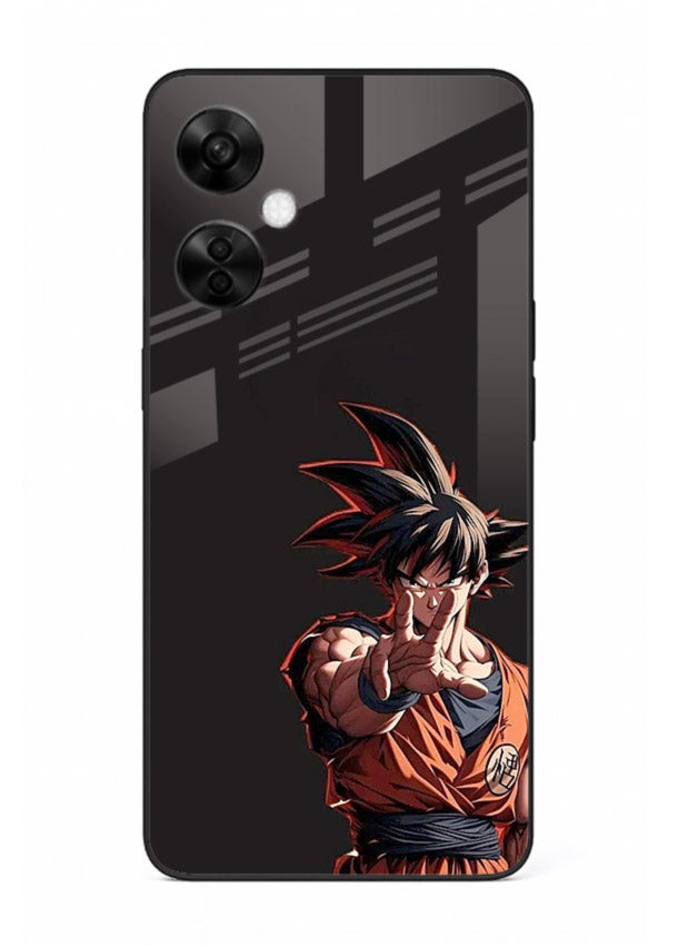 goku battle ready black anime art OnePlus Nord CE3 Lite glass cover intense dbz action case