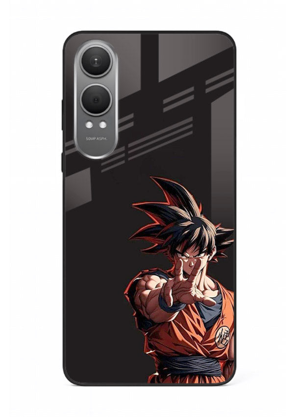 goku battle ready black anime art OnePlus Nord CE4 Lite glass cover intense dbz action case