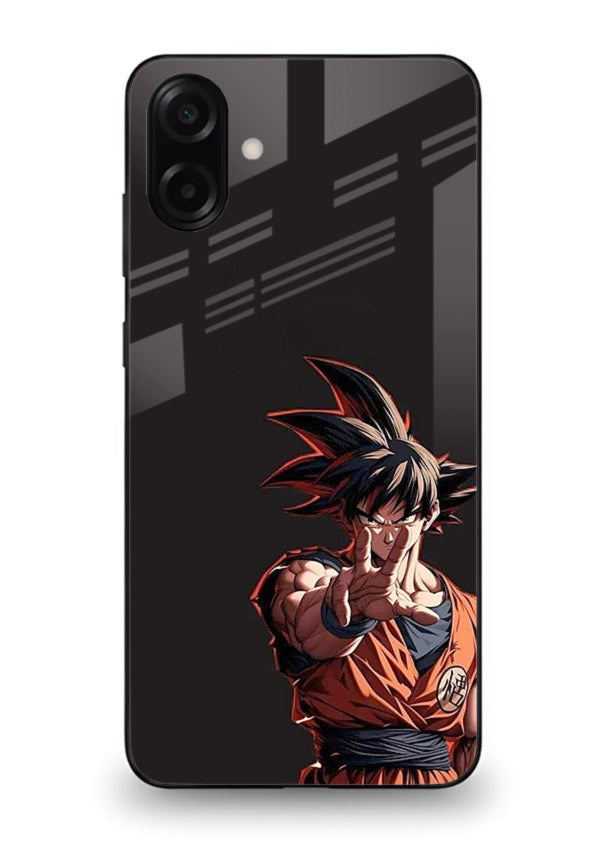 goku battle ready black anime art Samsung A06 5G glass cover intense dbz action case