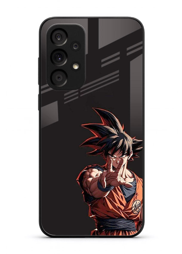 goku battle ready black anime art Samsung M32 5G glass cover intense dbz action case