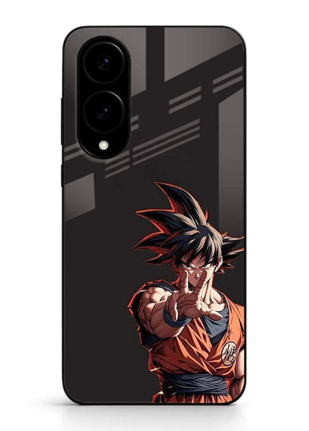 goku battle ready black anime art Samsung S25 Edge glass cover intense dbz action case