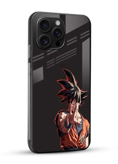 goku battle ready black anime art glossy vibrant premium glass cover intense dbz action case - Angle Side