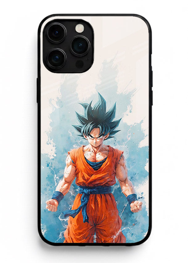 goku blue aura power anime art iphone 11 pro max glass cover glowing dbz transformation case