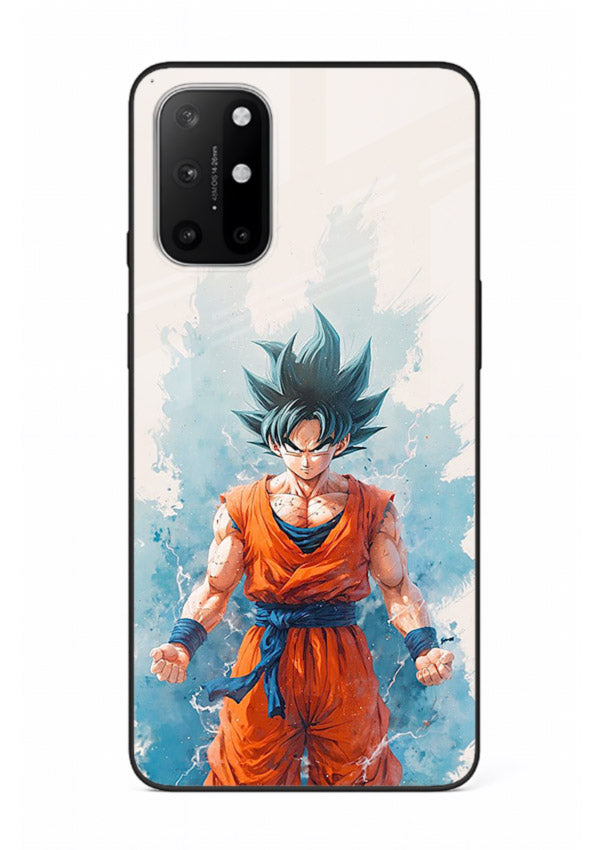 goku blue aura power anime art OnePlus 8T glass cover glowing dbz transformation case