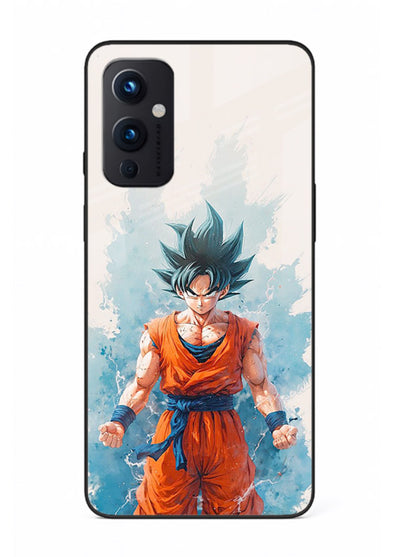 goku blue aura power anime art OnePlus 9 Pro glass cover glowing dbz transformation case