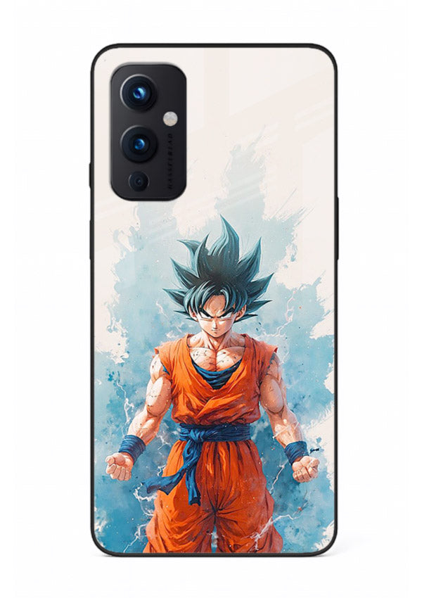 goku blue aura power anime art OnePlus 9 Pro glass cover glowing dbz transformation case