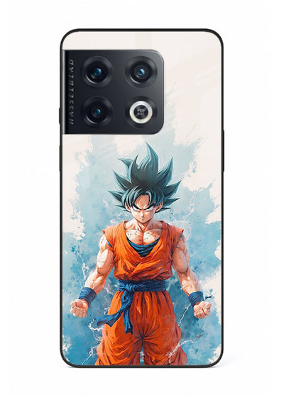 goku blue aura power anime art OnePlus 10 Pro glass cover glowing dbz transformation case