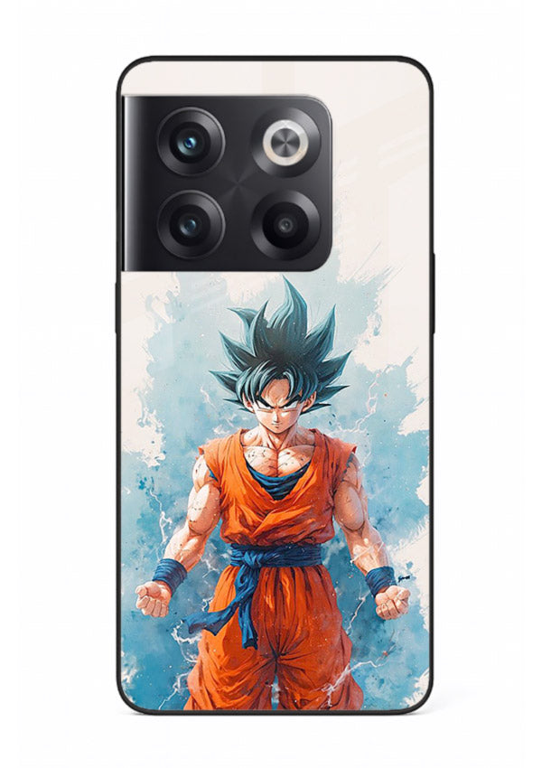 goku blue aura power anime art OnePlus 10T glass cover glowing dbz transformation case
