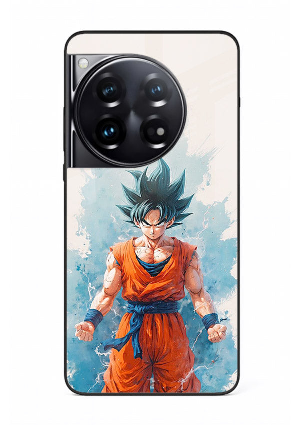 goku blue aura power anime art OnePlus 12 glass cover glowing dbz transformation case